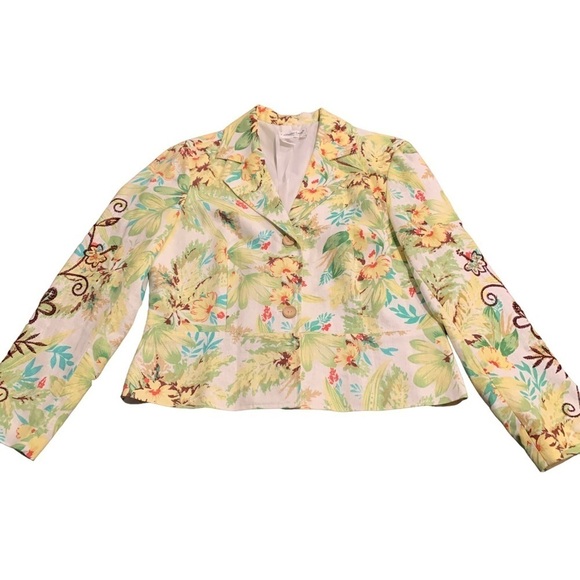 Coldwater Creek Jackets & Blazers - COLDWATER Creek Linen Blend Floral Embroidered Blazer Jacket Size Petite Medium